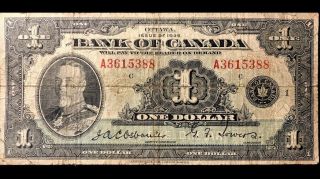 1935 Bank Of Canada 1$ English Serie A3615388 - Fine