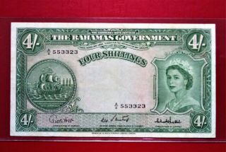 1953 Bahamas 4 Shillings Banknote @ Cir