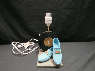 Vintage Elvis Blue Suede Shoes Table Lamp,  No Shade,