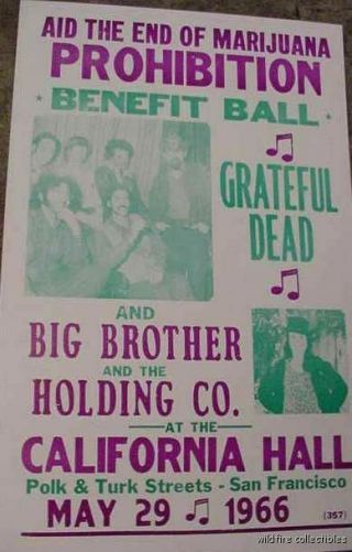 1966 Marijuana Prohibition Poster Grateful Dead Art 60s California Jerry Garcia