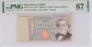 Italy 1000 Lire 1969/1977 P 101 E Gem Unc Pmg 67 Epq