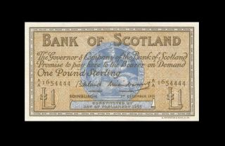 1.  12.  1959 Bank Of Scotland 1 Pound Rare " A/a " ( (gem Unc))