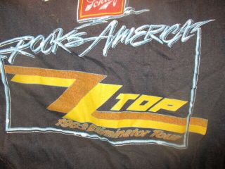 Vintage 1983 Zz Top Eliminator Tour Black T Shirt Medium Schlitz