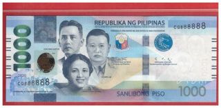 Enhanced 2020 Philippines 1000 Peso Ngc Duterte & Diokno Solid Cq 888888 Unc