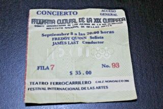 Freddy Quinn W/ James Last 1968 Mexico Olympic Games Concert Ticket Stub