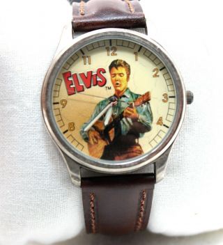 Limited Edition Elvis Presley Watch Fossil Leather Band Watch In Tin W/pin