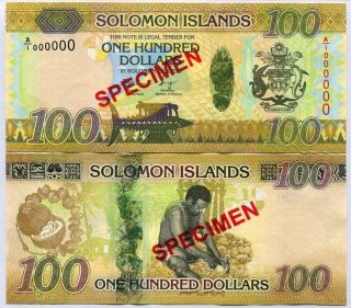 Solomon Islands 100 Dollars Nd 2015 P 36 Specimen A/1 000000 Unc