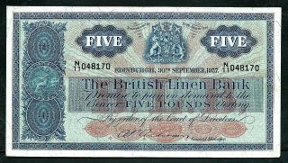 Scotland British Linen Bank (p161b) 5 Pounds 1957 Avf/vf