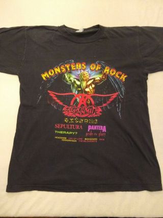 Monsters Of Rock Tour T Shirt L 1994 Vintage Aerosmith Sepultura Pantera Retro