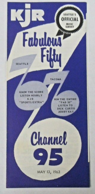 May 13 1963 Seattle Radio Kjr Fabulous 50 Radio Survey Chart It 