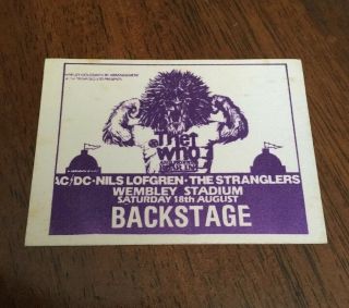 The Who Ac/dc Stranglers Wembley Stadium 1979 Backstage Pass Rock Vintage Metal