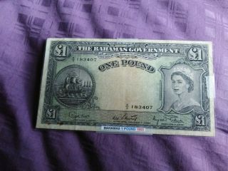 Bahamas Banknote 1 Pound 1953