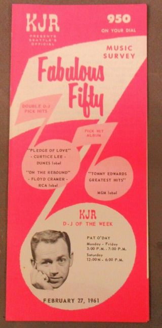 Feb 27 1961 Seattle Radio Kjr Fabulous 50 Radio Survey Chart Connie Francis 1