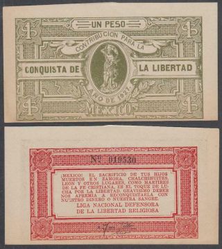 Mexico - Contribucion Para La Conquista De Libertad,  Un Peso,  1927,  Au,  M4363
