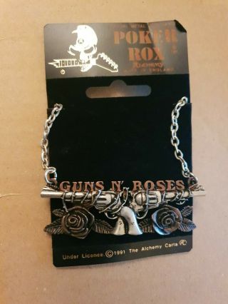 Guns N Roses Pistol Alchemy Poker Rox Necklace Pendant Rare Deadstock