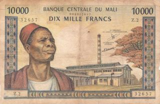 Banque Centrale Du Mali 10000 Francs 1972 P - 15 Vg Bamako