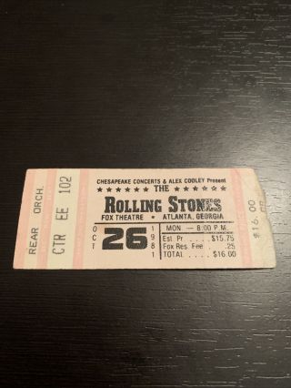 The Rolling Stones 1981 Concert Ticket Stub Fox Theatre Atlanta