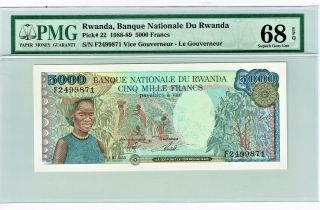 Rwanda: 5000 Francs 1.  1.  1988 Pick 22 Pmg Gem Unc 68 Epq.