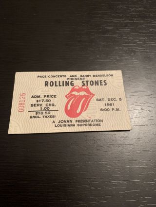 The Rolling Stones 1981 Concert Ticket Stub Orleans Superdome