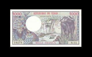 1980 " Chad " 1000 Francs French Equatorial Africa ( (gem Unc))