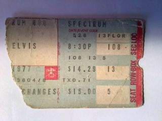Vintage Elvis Presley Concert Ticket Stub