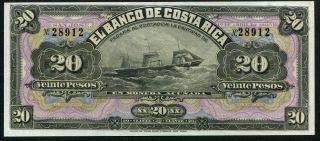 Costa Rica 20 Pesos 1899,  Pick: 165,  Unc