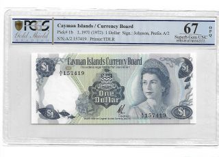 Cayman Islands/currency Board Pick 1b 1971 1 Dollar Pcgs 67 Opq