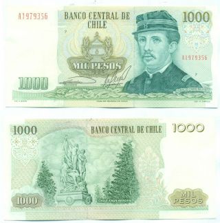 Chile Note 1000 Pesos 1985 Serial A Block 16 P 154c Xf,