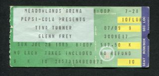 1985 Tina Turner Glen Frey Concert Ticket Stub Meadowlands Arena Private Dancer