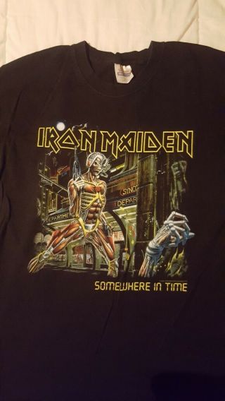 Iron Maiden Official Tour T Shirt Somewhere In Time North America Rare Size L