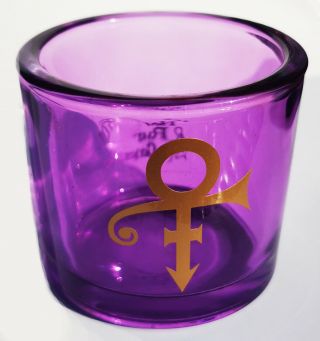 Prince Purple Glass Candle Holder W/ Gold Symbol Npg Store London One Only