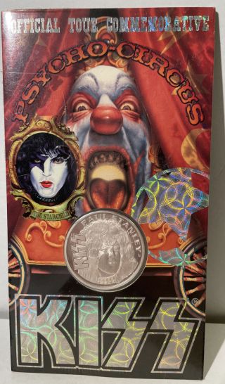 Kiss Paul Stanley Commemorative Silver Coin Psycho - Circus 1998 World Tour Rare