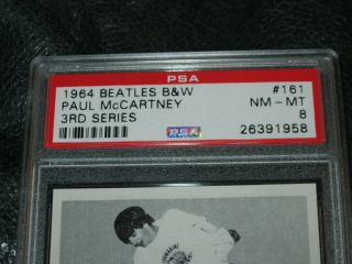 BEATLES 1964 3RD SERIES B & W CARD 161 Paul McCartney PSA 8 2