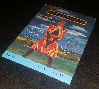 David Bowie Earthling Tour 1997 Ticket Liverpool Royal Court