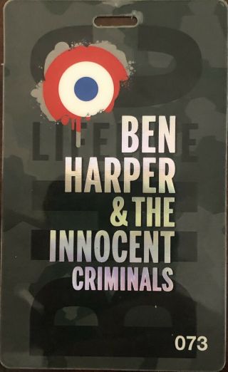 Ben Harper Innocent Criminals 2007 Lifeline Tour Laminate Backstage Pass
