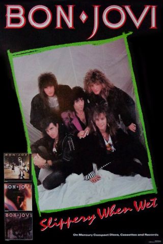 Bon - Jovi - Slippery When Wet (1986) Rock Promo Poster - S - Sided - Rolled