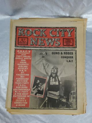 Rock City News Hollywood Glam Local Paper Jan 1988 Guns N Roses L A Guns Sunset