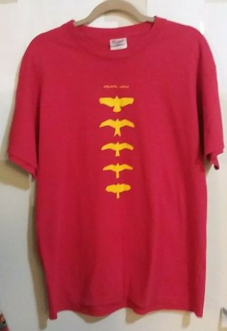 Pearl Jam Red Large Tour T - Shirt 1998 Yellow Birds Rock/grunge East West Legs