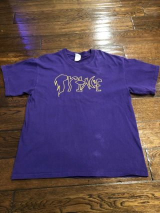 Vintage Prince Musicology 2004 Tour T - Shirt,  Color Purple/gold,  Size L