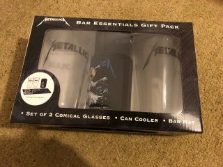 Metallica Rare Bar Beer Essentials Cooler Bar Mat Glasses Logo Doris Boxed