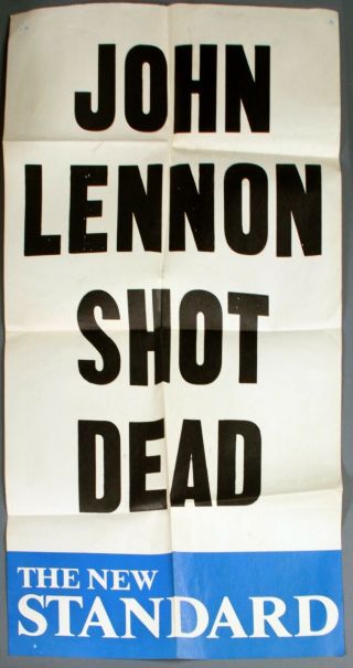 John Lennon Dead British Standard Point Of News Stand Poster - 1980 - Bnza