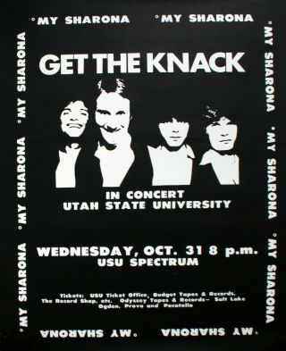 Get The Knack Concert Poster My Sharona Utah State - Wed Oct 31 979 - Bnza