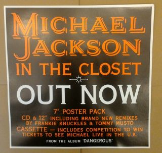 Michael Jackson - In The Closet - 1992 Out Now Epic Cd 12 " 7 " Poster
