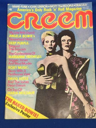 Creem Mag.  June 1974 Issue - Deep Purple,  Marianne Faithful,  Roxie,  Naked Bowie