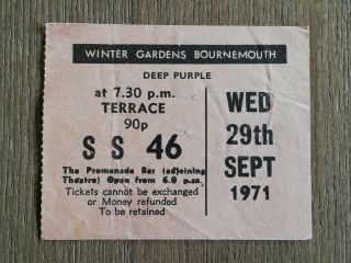 Deep Purple - Ticket Stub Bournemouth Winter Gardens 1971