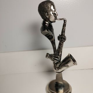 Jazz Saxophone Player Statue 11.  75 " Metal Jazz Figurine Big Band