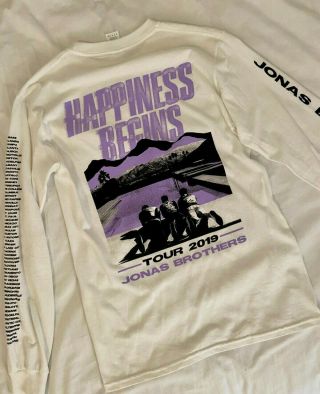 Jonas Brothers Happiness Begins Tour 2019 White Long Sleeve T - Shirt Small