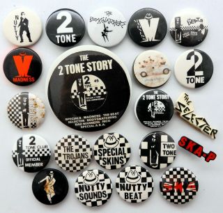 Ska & Two Tone Badges 21 X Assorted Pin Badges Walt Jabsco 2 Tone Rude Boy