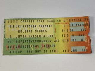 Rolling Stones 1981 Concert Ticket Stub Syracuse York Carrier Dome Nov 27
