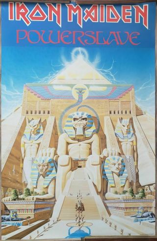 Vintage 1984 Iron Maiden Powerslave Sphinx Poster Rock Heavy Metal